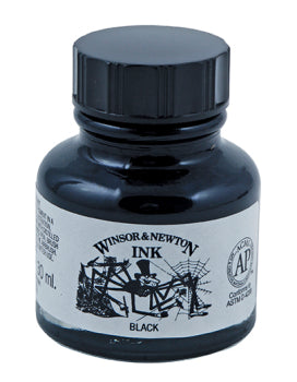 Large Black Indian Ink Spider 30ml Bottle Winsor & Newton Ink 1010030