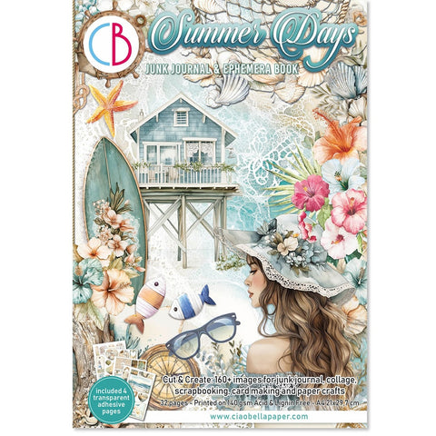 Summer Days Junk Journal & Ephemera Paper Book A4 32 Pages By Ciao Bella CBB010