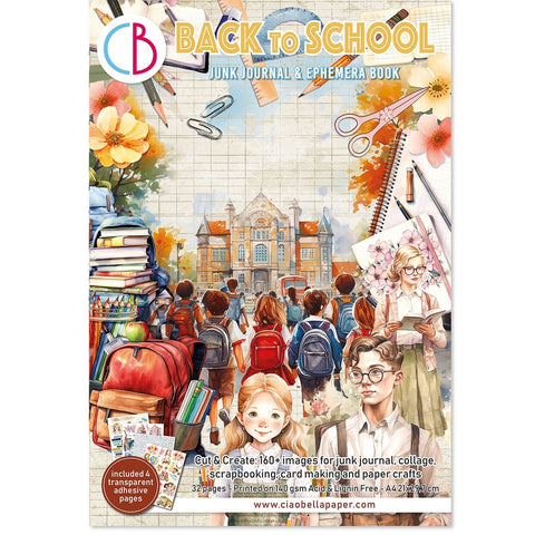Back To School Summer Days Junk Journal & Ephemera Paper Book A4 32 Pages By Ciao Bella CBB012