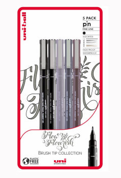 Fine Liner & Brushes Assorted 1.0 Plus 4x Brush Tips Flow & Flourish Uni-Ball 238212797