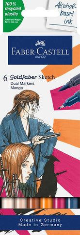 Goldfaber Sketch Manga 6 Pack Dual Markers Set By Faber Castell 164809