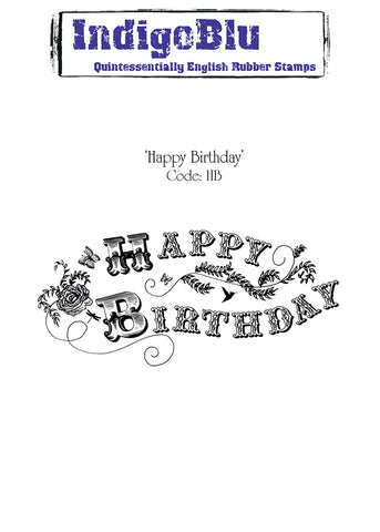 Happy Birthday English Red Rubber Stamp By IndigoBlu HB