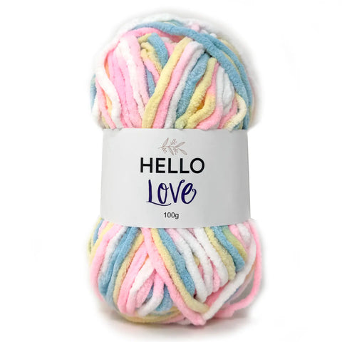 Pastel Patch Blanket Plush Yarn Hello Love 100g Ball CK230-101