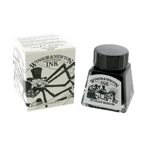 Black Indian Ink Spider 14ml Bottle Winsor & Newton Ink