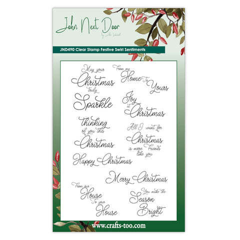 Festive Swirl Sentiments Christmas Collection John Next Door Clear Stamp By John Lockwood JND490