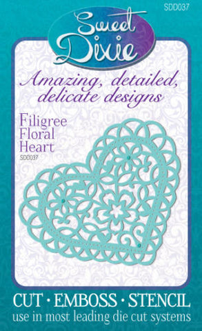 Filigree Floral Heart Sweet Dixie By Sue Dix SDD037