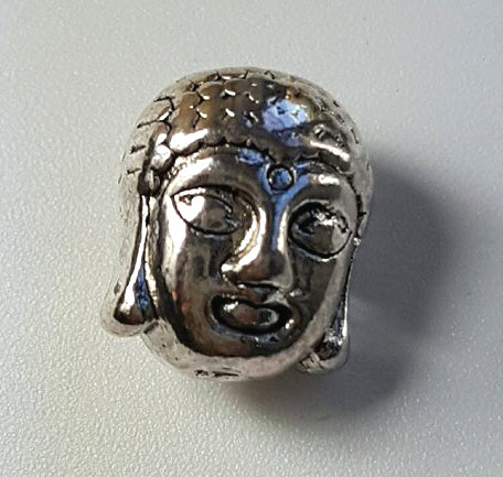Buddha Head Bead Tibetan Metal Bead Antique Silver Colour 1pcs TRC113