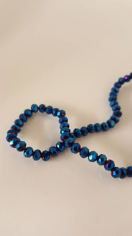 Electroplated Glass Beads, Faceted, Abacus, Blue Plated, 4x3mm, Hole: 1mm approx 150pcs TRC416