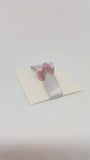 Pink and White Floral Solid Silver Core Glass Charm Bead SSC002