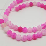 Natural & Dyed Weathered Agate Bead Strands Round Hot Pink or Purple 6mm Approx 65pcs TRC431