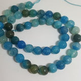 Natural Crackle Agate Beads, Round, Grade A, Faceted, Dyed & Heated, Turquoise, 8mm approx 47pcs TRC433