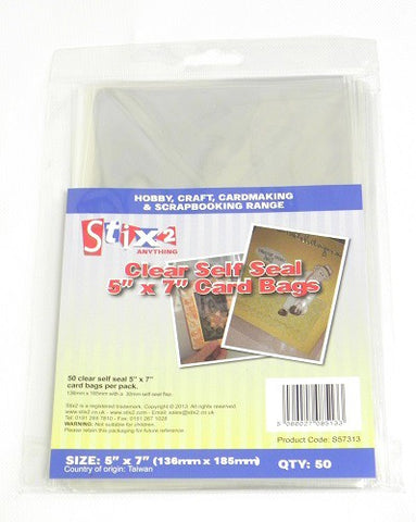 Self Seal 30 Micron Card 5" x 7" (Oversized) Bags 136mm x 185mm