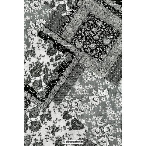 Decopatch Black and White Floral Lace Paper 30x40cm 628