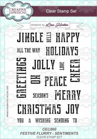 Festive Flurry Sentiments Christmas Stamps By Lisa Horton CEC860