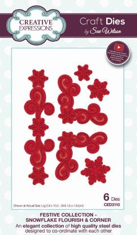 Snowflake Flourish and Corner Festive Collection Creative Expressions Sue Wilson CED3110