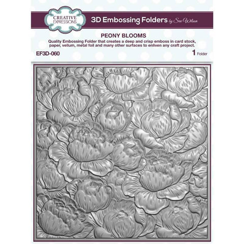 Peony Blooms 3D Embossing Folder By Sue Wilson Creative Expressions EF3D-060