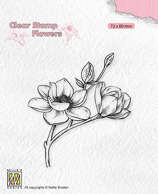 Blooming Branch Magnolia Flowers Clear Stamps Nellie's Choice FLO028