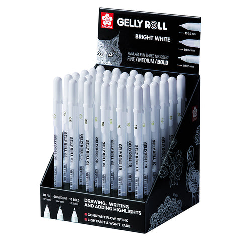 Gelly Roll Bright White Three Nib Lightfast Size 0.3mm 0.4mm 0.5mm Sakura