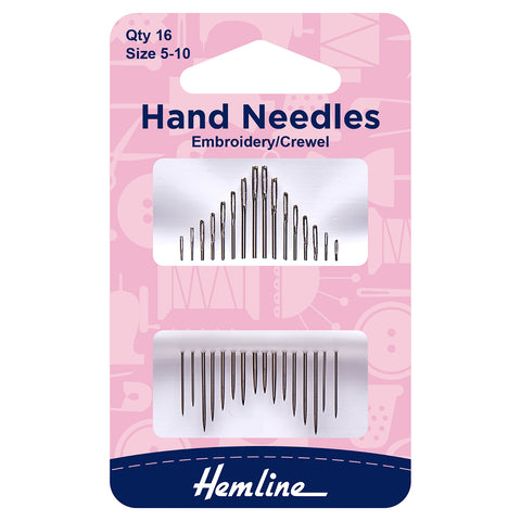 Embroidery Crewel Hand Sewing Needles 5-10 16pcs Hemline 200.510