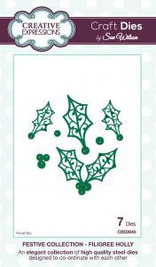 Filigree Holly Festive Collection Dies by Sue Wilson Creative Expressions CED3045