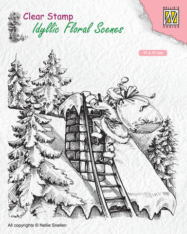 Santa Claus at Work Clear Stamp Idyllic Floral Scenes Nellie Snellen IFS018
