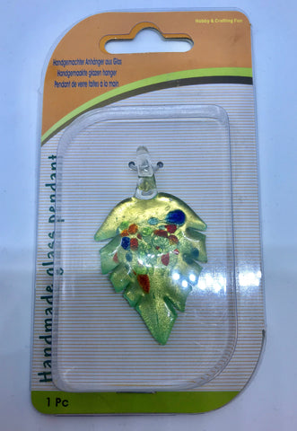 Leaf Handmade Glass Pendant Accorted Colours 60x35mm 1pcs. TRC146