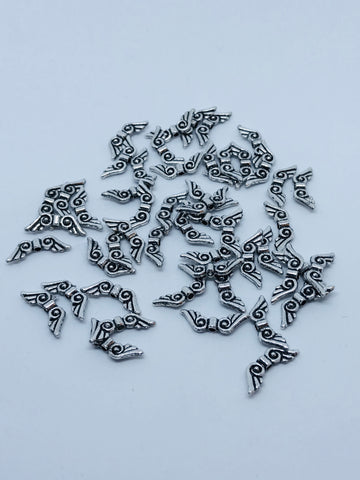 Angel Wing Beads Antique Silver Tibetan Style Nickel Free TRC311
