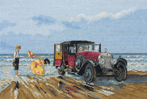 Vintage Rolls on The Beach Counted Cross Stitch Kit By Anchor PCE760