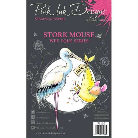 Stork Mouse Wee Folk Series Stamps Set By Pink Ink Designs PI159