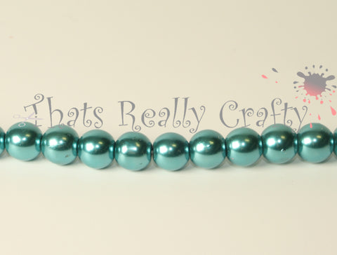 Teal Pearlised Glass Pearl Beads 8mm TRC004