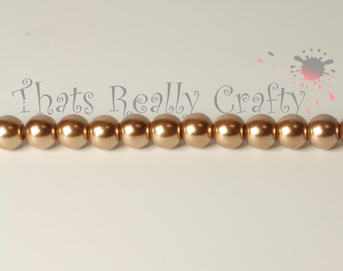 Gold Pearlised Glass Pearl Beads 8mm TRC005