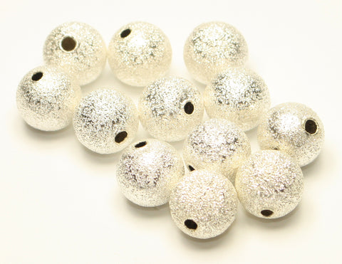 10mm Metal Round Stardust Beads Silver Plated Pack of 50 TRC018