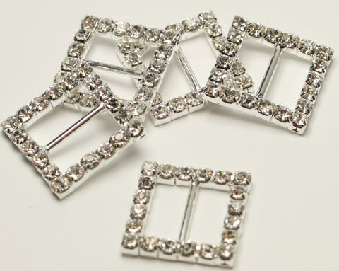 Ribbon Buckles Square Crystal Grade A Rhinestone 19x19x3mm 5pcs. TRC022