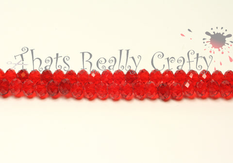 Red Faceted Abacus Glass Beads 6x4mm Approx 100pcs TRC026