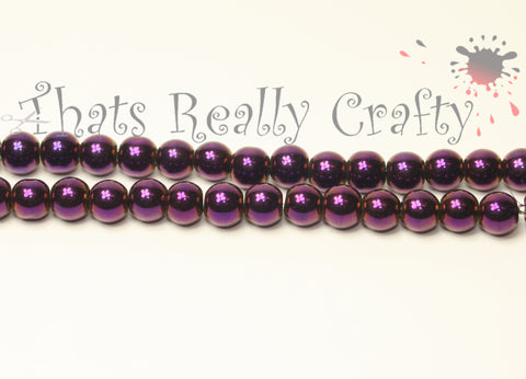 Mardi Gras Glass Beads Purple 6mm TRC033