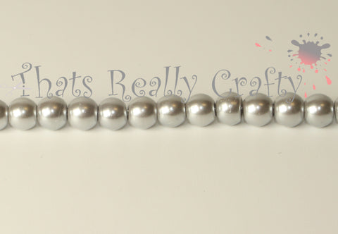 Silver Pearlised Glass Pearl Beads 6mm TRC077