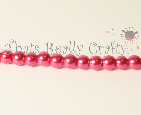 Violet Red Pearlised Glass Pearl Beads 6mm TRC079