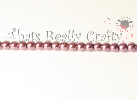 Purple Pearlised Glass Pearl Beads 6mm TRC082