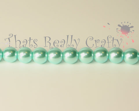 Light Cyan Pearlised Glass Pearl Beads 8mm TRC091