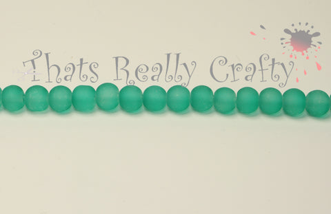 Light Green Transparent Frosted Glass Beads 6mm 70pcs. TRC097