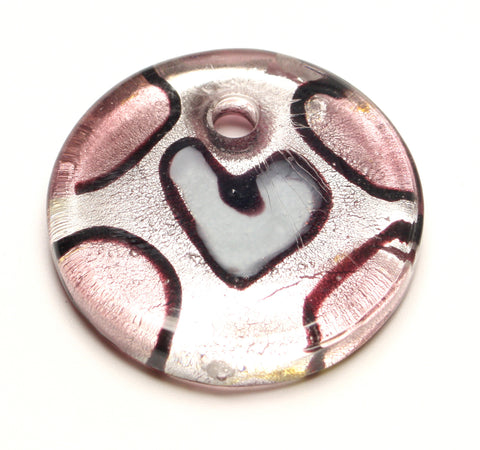 Circular Heart Handmade Glass Pendant Accorted Colours 40x40 1pcs. TRC145