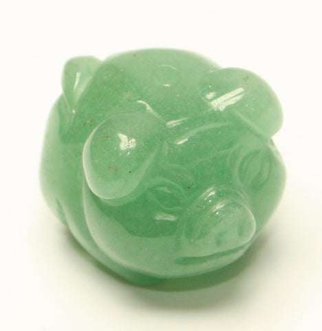 Natural Green Aventurine Pig Pendent - Bead 21x18x17mm TRC162