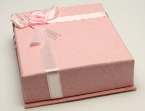 Pink Jewellery Gift Box With Pink Ribbon & Flower Size 6.5x8x2cm TRC172