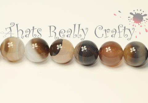 Botswana Natural Agate Round 14mm Beads Approx 28pcs TRC199
