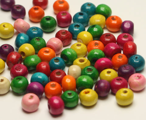 Mixed Colours Wooden Round Beads 7x6mm Approx 200pcs TRC218