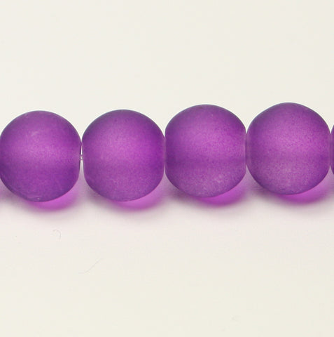 Purple Transparent Frosted Glass Round Beads 8mm Approx 50pcs. TRC232
