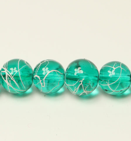 Teal Drawbench Glass Round Beads 8mm Approx 50pcs. TRC238