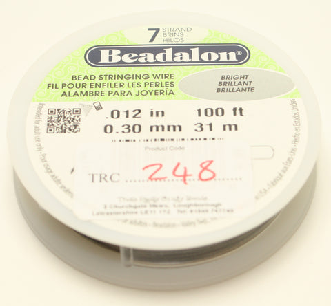 Beadalon Bead Stringing Wire Bright Brilliant 0.12" 100ft 0.30mm TRC248