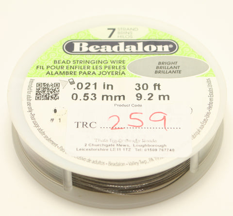 Beadalon Bead Stringing Wire Bright Brilliant .021" 30ft 0.53mm TRC259