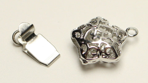 Star Box Clasps Filigree Design, Platinum Colour Nickel Free, 18x12x6mm 1pcs. TRC261